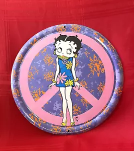 Betty Boop Wandbehang rund Metall Blech Peace Schild ~ Sammlerstück ~ Vintage 2001 - Bild 1 von 11
