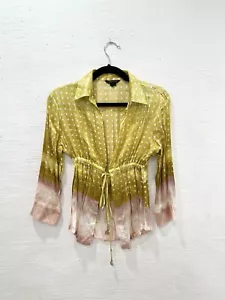 Roberto Cavalli gelb gepunktetes Top Bluse mit Quasten Größe M - Bild 1 von 6