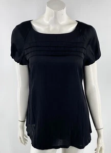 Gap Maternity Top Size Small Black Pintuck Short Sleeve Blouse Womens - Picture 1 of 6
