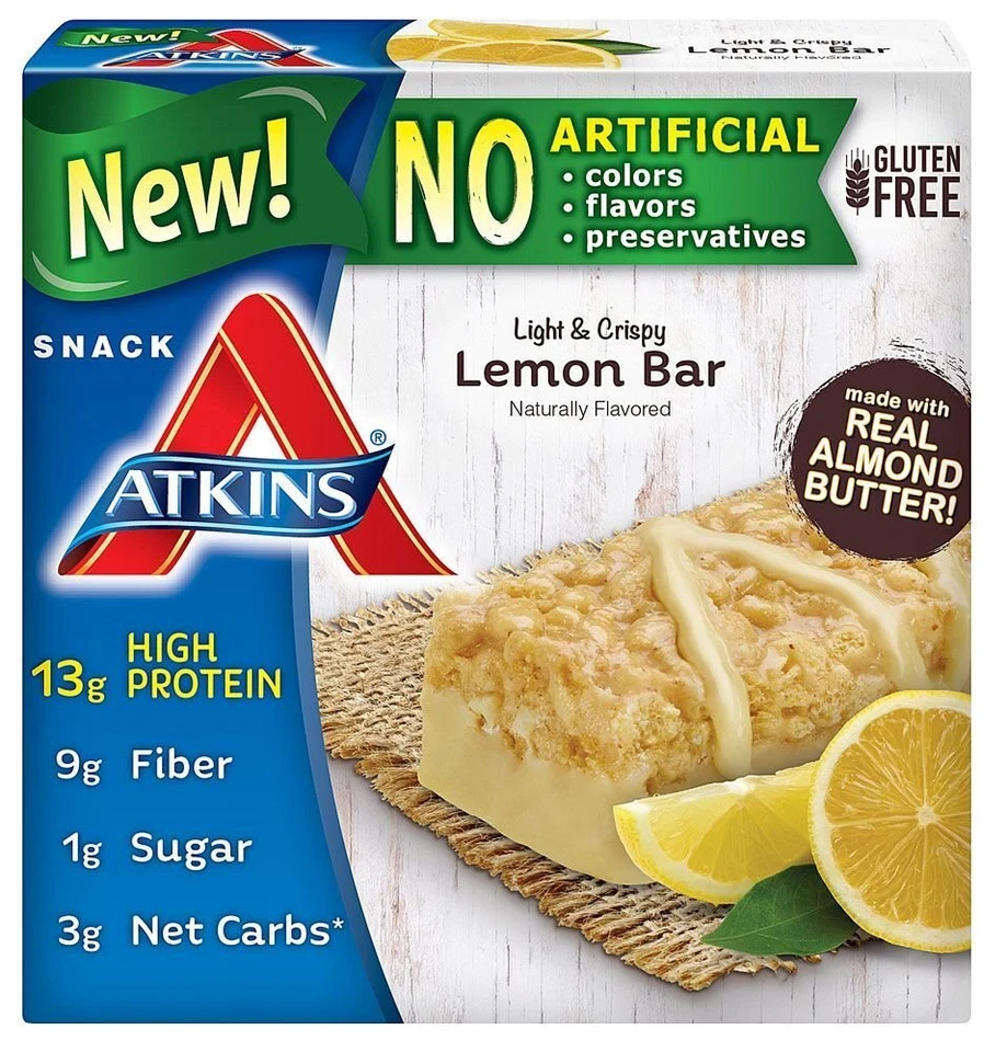 Atkins Snack Light Crispy Lemon Bars 5 Count Pack of 2 Snack Food Bars - Image 1 of 2