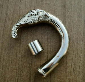 Mango de cabeza de elefante de latón macizo cromado plateado elegante artículo de regalo regalo decorativo - Imagen 1 de 4