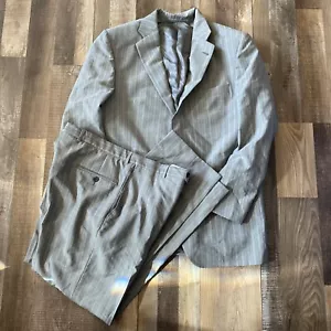 BURBERRY LONDON Made in USA Wool Mohair Stripped 2 PC Suit Navy 42 R - Picture 1 of 10
