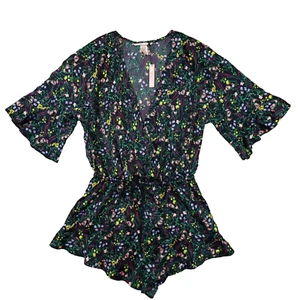 Victoria's Secret Navy Floral Print Satin Romper Tie Waist size Small NWT - Picture 1 of 11