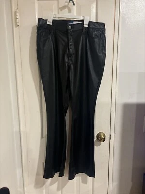 Pantalones de imitación de cuero acampanados tiro alto azul marino nuevos sin etiquetas talla 20 Plus Foto 1 de 4