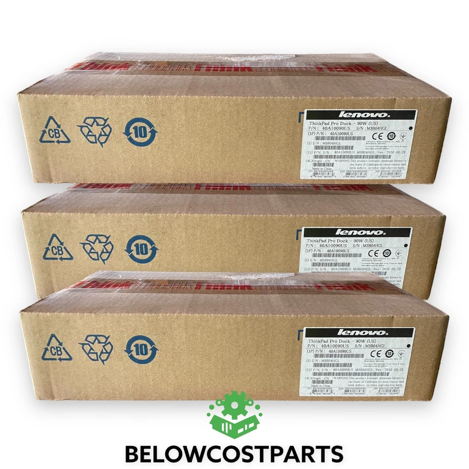 Lote de 3 estaciones de acoplamiento Lenovo ThinkPad Pro Dock 90W 40A10090US para computadora portátil Foto 1 de 1