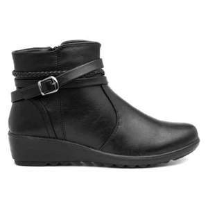 Cushion Walk Womens Boots Black Adults Ladies Ankle Zip Up Buckled SIZE