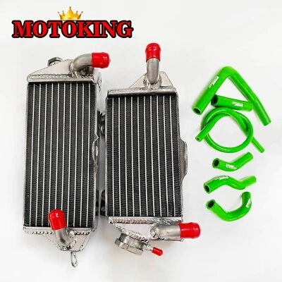 Radiador de aluminio + manguera verde para Kawasaki KX500 KX 500 1988-2004 1989 1999 2002 Foto 1 de 4