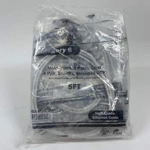 New Bag of 8 Cat 6 Patch Cord High Grade Ethernet Cable 24AWG 5Ft White - Picture 1 of 2