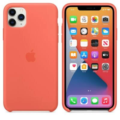 Originale Apple Custodia Silicone per IPHONE 11 Pro Max - Clementina Arancio - - Immagine 1 di 4