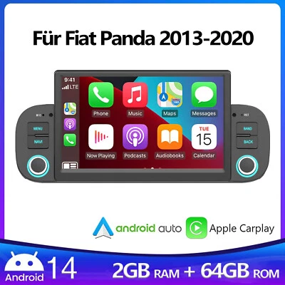 7" Android 14 Autoradio Stereo GPS Navi RDS Carplay 64G per Fiat Panda 2013-2020 - Immagine 1 di 4