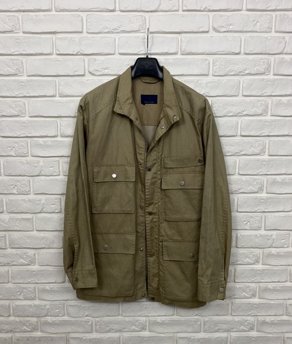 Giacca da campo uomo vintage Moncler cotone lino multitasche beige oliva taglia 2