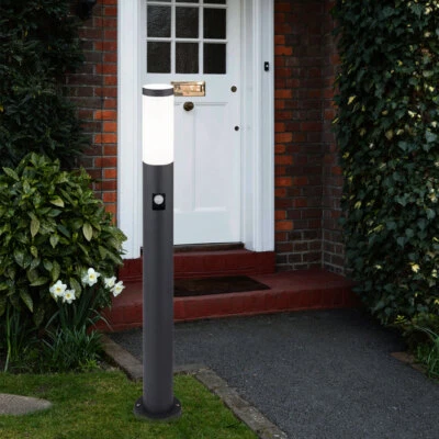 Garten Steh Leuchte Edelstahl Bewegungsmelder Außen Sockel Stand Lampe ANTHRAZIT - Bild 1 von 4