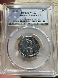 2020 P American Samoa Park NP Quarter 25c PCGS MS68 Bat Coin, 7226, Free Ship - Picture 1 of 2