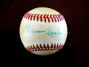 WARREN SPAHN BRAVES 300 WIN CLUB HOF SIGNED AUTO CHUB FEENEY GU'ED BASEBALL JSA - Picture 1 of 3