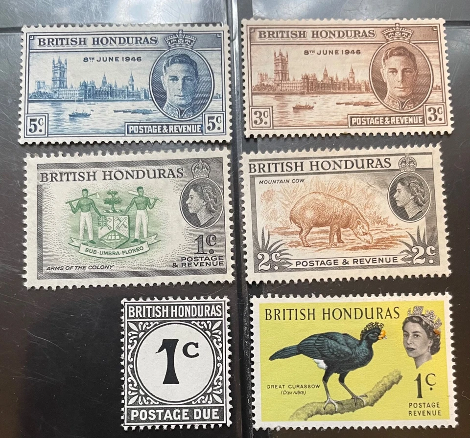 Лот из 4 старых почтовых марок Британского Гондураса - Изображение 1 из 1
