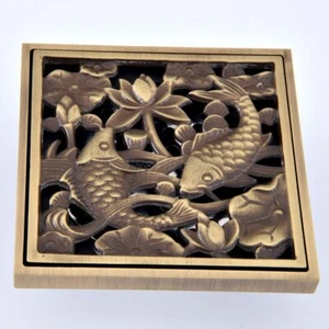 Antiguo inserto de azulejo de latón cuadrado piso rejillas de desecho baño ducha drenaje whr081 - Imagen 1 de 6