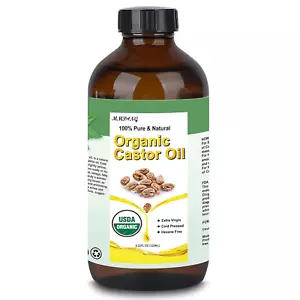 USDA Certified 100% Pure Organic Castor Oil Cold-Pressed Hexane Free Unrefined E - Picture 1 of 14