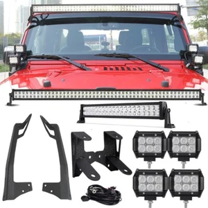 For Jeep Wrangler JK 52" INCH 700W LED Light Bar 22" 4" Pods + Mount Bracket Kit - Picture 1 of 12