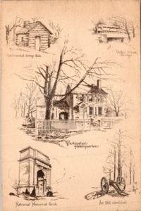 VALLEY FORGE Cuartel General de Washington Multi Vista ARTE Postal - Imagen 1 de 2