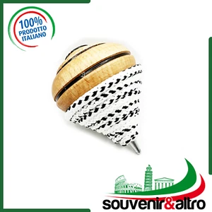 Trottola in legno decorato, antico gioco artigianale 100% Made in Italy - Foto 1 di 3