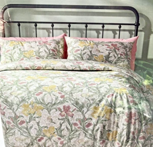 William Morris Iris Summer Floral Bird King Duvet Cover & Shams 3 pc SET England - Picture 1 of 7