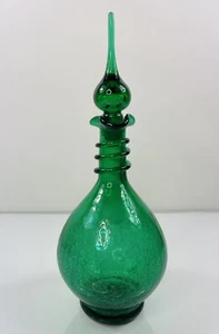Pilgrim Rainbow Emerald Green Decanter Stopper Crackle Glass Spiral Decorated - Bild 1 von 7