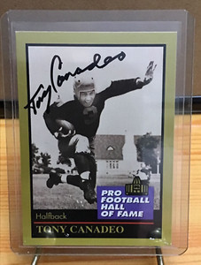 TONY CANADEO ENOR Hall of Fame Green Bay Packers HOF AUTO SIGNED CARD