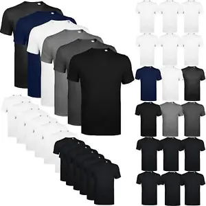 6 PACK Mens T-Shirt 100% Cotton Plain Short Sleeve Tee Top Multi Colors Gift Set - Picture 1 of 12