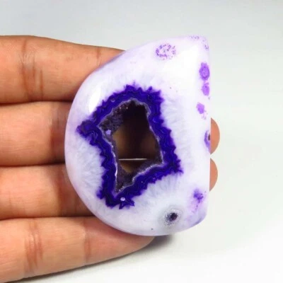 Onyx Druzy Fancy Gemstone 54x39 mm 149 Cts Window Agate Geode Cabochon OND-1357 - Image 1 of 4