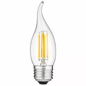 Sunlite LED Filament Flame Tip Chandelier Light Bulb 4W (40W Equals) 2700K-White - Picture 1 of 1