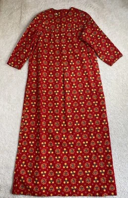 Vestido De Colección Pennys Hawaii Talla S Floral Pana Imperio Maxi Manga Larga Muu Muu Foto 1 de 4