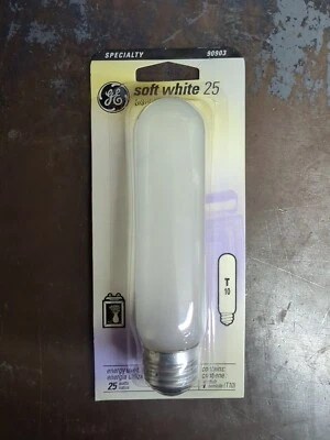 GE Specialty 90903 Frosted Tubular Light Bulb Medium Base 25W T10 120V 5 Bulbs - Image 1 of 4