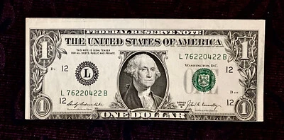 Vintage 1969 B $1 Bill with Major Miscut Error & Green Treasury Seal Off Center - Image 1 of 2