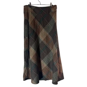 Lauren Ralph Lauren Women's Plaid Wool A-Line Midi Skirt Size 12 - Picture 1 of 9