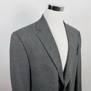 Hart Schaffner Marx 46R Sport Coat 100% Wool Gray Knit Two Button Lined Vented - Picture 1 of 8