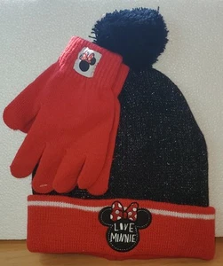 Disney Minnie Mouse Hat and Gloves Set Beanie Mittens Girls Childs Kids New NWT - Picture 1 of 6