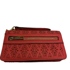Portafoglio Trendy Arancione con Ferramenta Oro Cinturino Pochette Due Tasche Interne - Foto 1 di 4