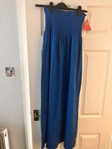 Women’s Brand New Petite Size 10 Strapless Maxi Dress In Blue - Picture 1 of 6