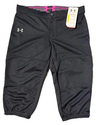 NUEVO CON ETIQUETAS YLG Pantalones de Softbol Under Armour para Niñas Jóvenes Grandes Negros Recortados Equipo de Calor Foto 1 de 4