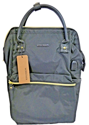 Mochila Negra Cartera Cartera Rosa Cremallera Laptop Bolsillo Cargador Cable Viaje Nuevo con Etiquetas Foto 1 de 4