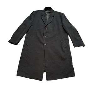 Jos. A. Bank Overcoat 2XL 50R Black Lined 100% Wool Notch Lapel Single-Breasted - Picture 1 of 9