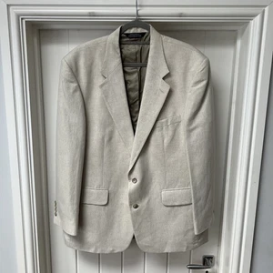 Lands End Blazer Jacke Herren Brustumfang 44" Reg Creme Leinen Baumwolle Einreiher - Bild 1 von 12