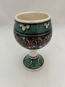 Art Ceramics Goblet Handmade Traditional Turkish Crackle Design 4” In Red Green - Picture 1 of 7