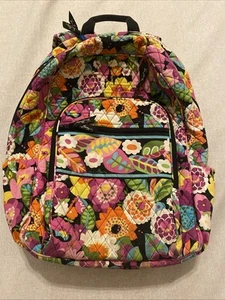 Vera Bradley Backpack Large Quilted VaVa Bloom Pink Floral Pattern Read* c Pics - Picture 1 of 12