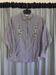 Top Ediciones Básicas Para Mujer L Púrpura Bordado Floral Abuela Cottagecore - Imagen 1 de 8