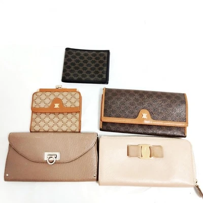 Celine Salvatore Ferragamo Cartera Larga Billetera Juego de 5 Cuero Marrón 456739 Foto 1 de 4