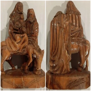 Omar Bakri Olive Wood Mary & Joseph Baby Jesus Nativity Sculpture Israel 11" T - Picture 1 of 18