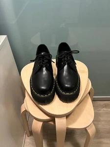 Brand new! doc marten’s black polished smooth men size 8 women size 9 1461 quad - Picture 1 of 7