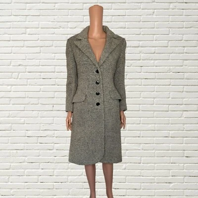 Vintage 60s Adolfo Wool Tweed Coat Hourglass Silhouette Mod Size Xs - Image 1 of 4