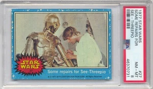 1977 Topps Star Wars #27 SOME REPAIRS FOR SEE-THREEPIO PSA 8 - Picture 1 of 2